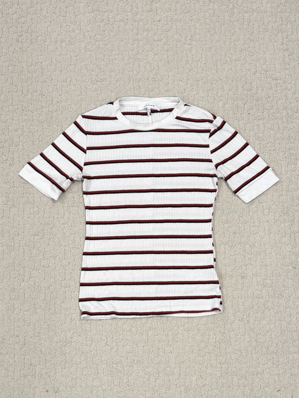 Frame Ribbed Striped Tee Size Small